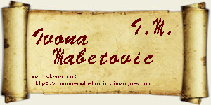 Ivona Mabetović vizit kartica